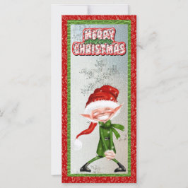 メリークリスマス笑顔小妖精や小人フラットカード