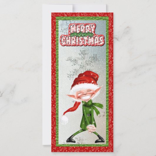 メリークリスマス笑顔小妖精や小人フラットカード (正面)