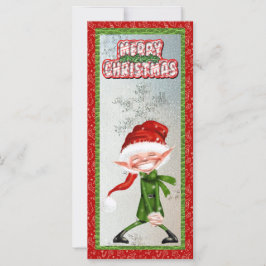 メリークリスマス笑顔小妖精や小人フラットカード