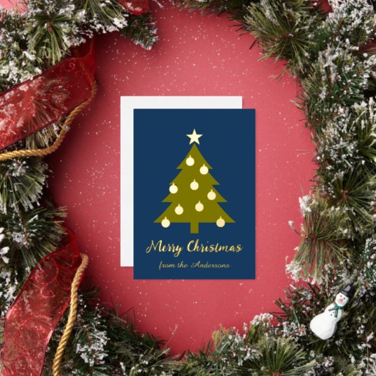 メリークリスマス箔押しグラフィックツリー 箔シーズンカード (インサイチュ)