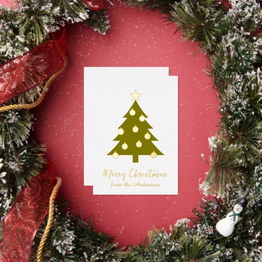 メリークリスマス箔押しグラフィックツリー 箔シーズンカード (インサイチュ)