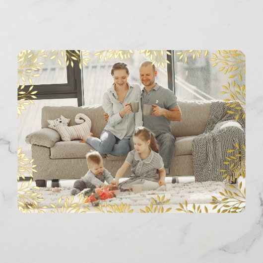 メリークリスマス紅葉フォトカード 箔シーズンカード (正面)