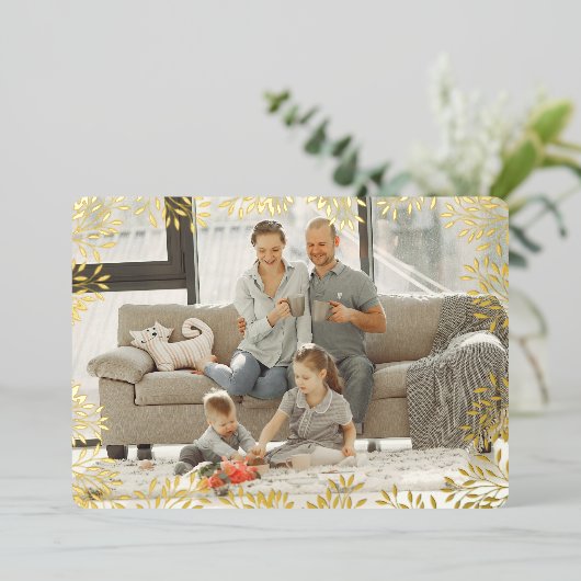 メリークリスマス紅葉フォトカード 箔シーズンカード (立ち正面)