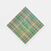 メリークリスマス紙ナプキンス,グリーン&レッドプレイド スタンダードランチョンナプキン (角)