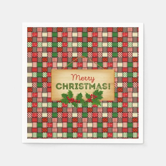 メリークリスマス紙ナプキンス スタンダードカクテルナプキン (正面)