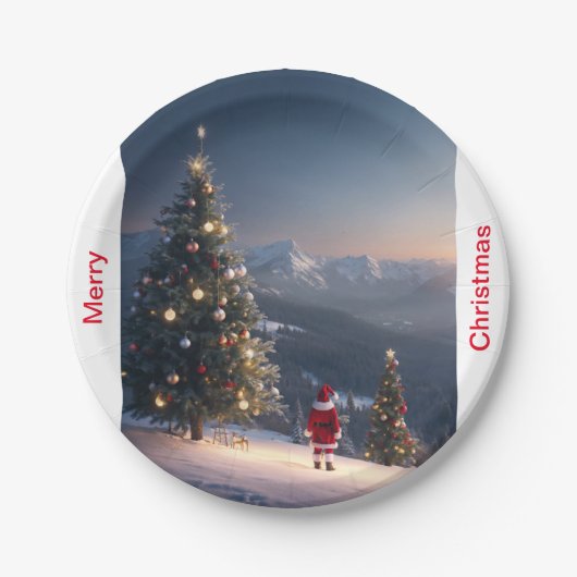 メリークリスマス紙プレート |フェスティバルホリデーパート ペーパープレート (正面)