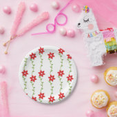 メリークリスマス紙プレート，ポインセチア ペーパープレート (パーティー)