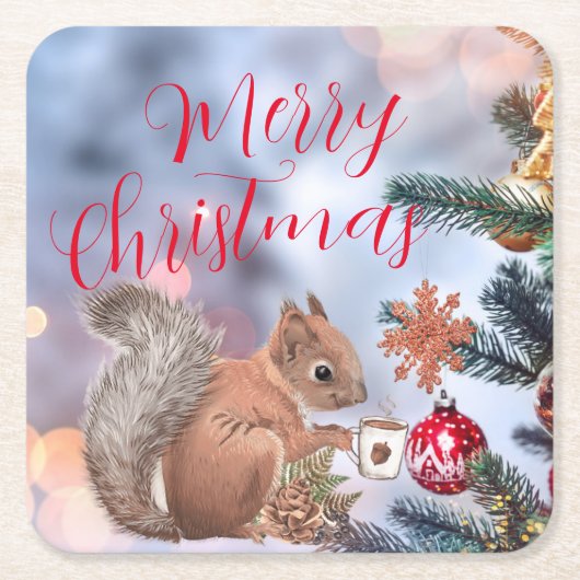 メリークリスマス紙 スクエアペーパーコースター (正面)