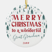 メリークリスマス素晴らしおばあちゃんクリスマスツリー写真 セラミックオーナメント (正面)