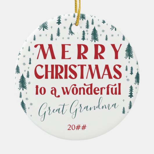 メリークリスマス素晴らしおばあちゃんクリスマスツリー写真 セラミックオーナメント (正面)