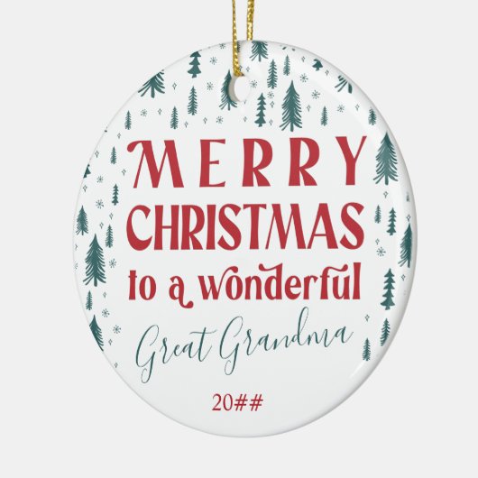 メリークリスマス素晴らしおばあちゃんクリスマスツリー写真 セラミックオーナメント (左)