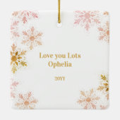 メリークリスマス素晴らしおばあちゃんピンク金ゴールド写真 セラミックオーナメント (裏面)