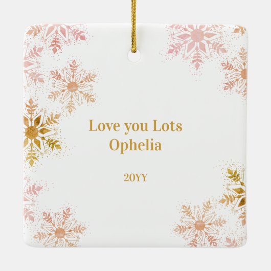 メリークリスマス素晴らしおばあちゃんピンク金ゴールド写真 セラミックオーナメント (裏面)