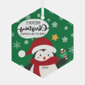メリークリスマス素晴らしおばあちゃんペンギン ガラスオーナメント (裏面)