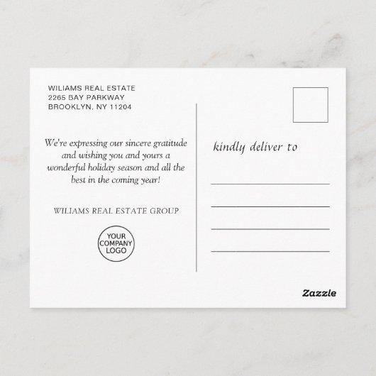 メリークリスマス素朴あいさつ企業のきポストカード ポストカード (裏面)