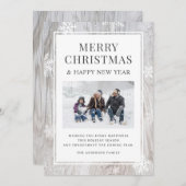 メリークリスマス素朴のスノーフレークの写真 シーズンカード (正面/裏面)