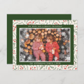 メリークリスマス素朴のスノーフレークフォトホリデー シーズンカード (正面/裏面)