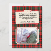 メリークリスマス素朴のプレイド家族写真 シーズンカード (裏面)