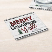 メリークリスマス素朴の木々の名前 スクエアペーパーコースター (アングル)