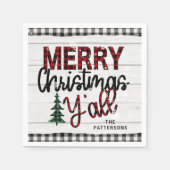 メリークリスマス素朴の木々の名前 スタンダードカクテルナプキン (正面)