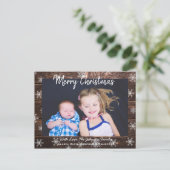 メリークリスマス素朴の木と雪 ポストカード (スタンド正面)