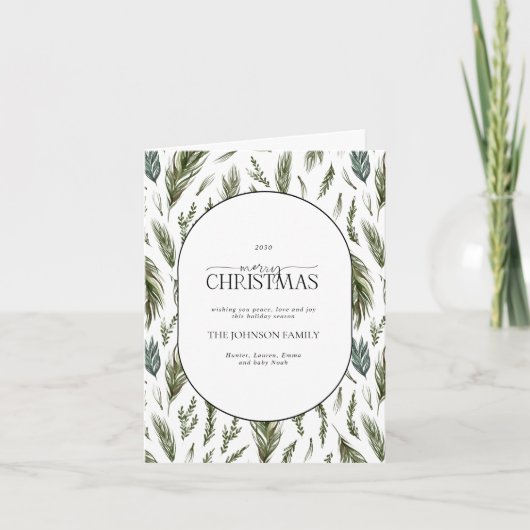 メリークリスマス素朴の森の植物の写真 シーズンカード (正面)