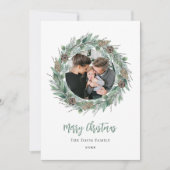 メリークリスマス素朴の緑のリース写真 シーズンカード (正面)
