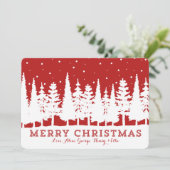 メリークリスマス素朴の雪の森のフォトカード シーズンカード (スタンド正面)