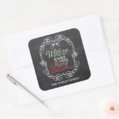 メリークリスマス素朴の黒板ミストレつま先 スクエアシール (封筒)