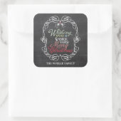 メリークリスマス素朴の黒板ミストレつま先 スクエアシール (バッグ)