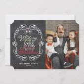 メリークリスマス素朴の黒板ミストレトーズ写真 シーズンカード (正面)