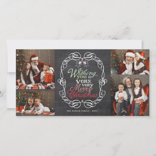 メリークリスマス素朴の黒板ミストレトーズ写真 シーズンカード (正面)