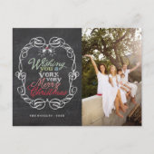 メリークリスマス素朴の黒板ミストレトーズ写真 シーズンポストカード (正面)