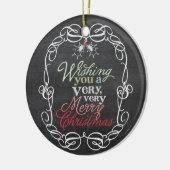 メリークリスマス素朴の黒板ミストレトーズ写真 セラミックオーナメント (左)