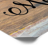 メリークリスマス素朴ウッドと可愛い赤いトラック ポスター (角)