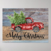 メリークリスマス素朴ウッドと可愛い赤いトラック ポスター (正面)