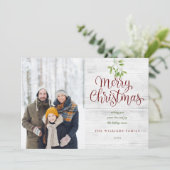 メリークリスマス素朴ウッドのヤドリギの写真 シーズンカード (スタンド正面)