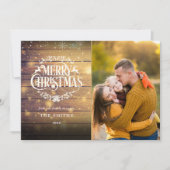 メリークリスマス素朴ウッドの雪片の写真 シーズンカード (正面)