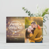 メリークリスマス素朴ウッドの雪片の写真 シーズンカード (スタンド正面)