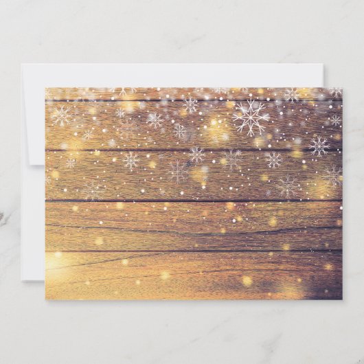 メリークリスマス素朴ウッドの雪片の写真 シーズンカード (裏面)