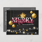 メリークリスマス素朴ウッドブラックモダン写真 シーズンポストカード (正面/裏面)