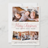 メリークリスマス素朴ウッドモダン4フォトホリデー シーズンカード (正面)