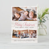 メリークリスマス素朴ウッドモダン4フォトホリデー シーズンカード (スタンド正面)