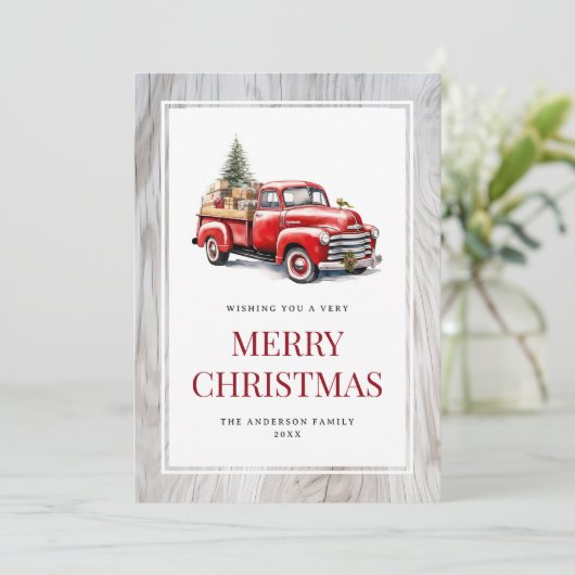 メリークリスマス素朴ウッドレッドトラックカード シーズンカード (スタンド正面)