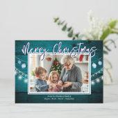 メリークリスマス素朴ウッド写真ホリデーカード シーズンカード (スタンド正面)