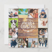 メリークリスマス素朴ウッド12フォトコラージュ シーズンカード (正面)