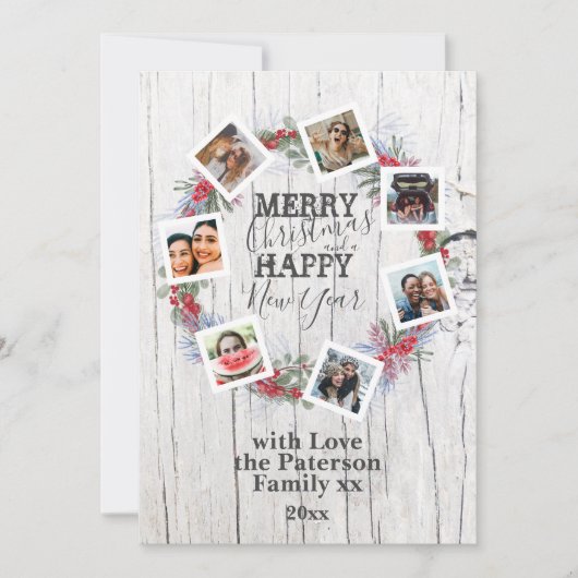 メリークリスマス素朴ウッド7フォトリース シーズンカード (正面)