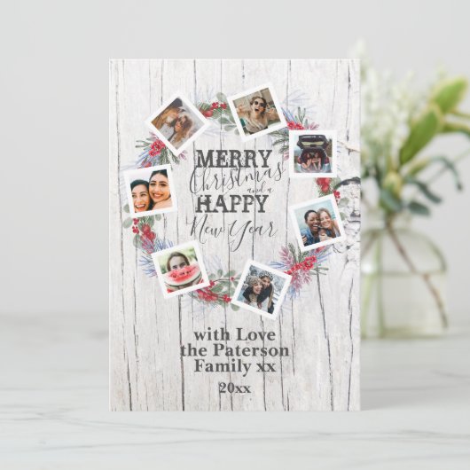メリークリスマス素朴ウッド7フォトリース シーズンカード (スタンド正面)