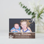 メリークリスマス素朴ウッド&スノーフレークカスタムーズ ポストカード (スタンド正面)