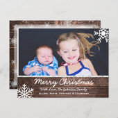 メリークリスマス素朴ウッド&スノーフレークカスタムーズ ポストカード (正面/裏面)